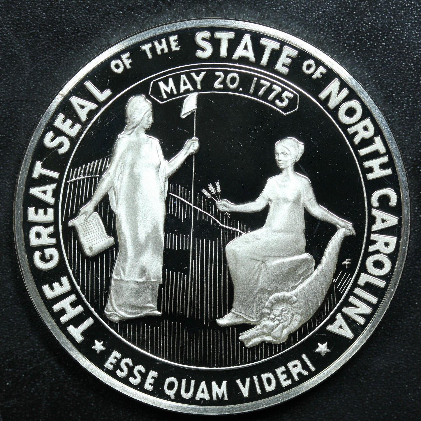 Franklin Mint 50 State Bicentennial Medal - NORTH CAROLINA Sterling Silver Proof w/ Capsule