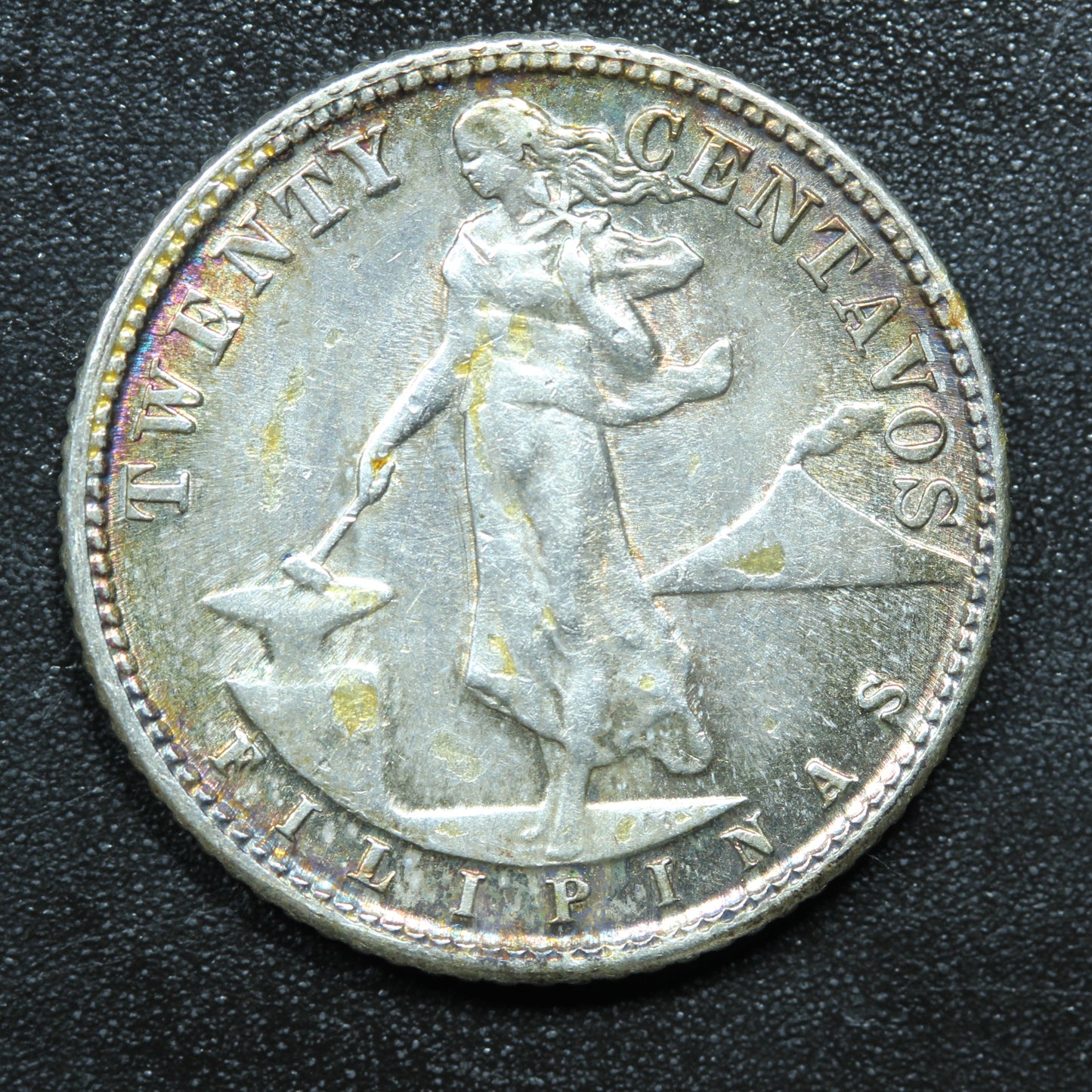 1945 D 20 Centavos Philippines Silver Coin.  75% Silver Coinage