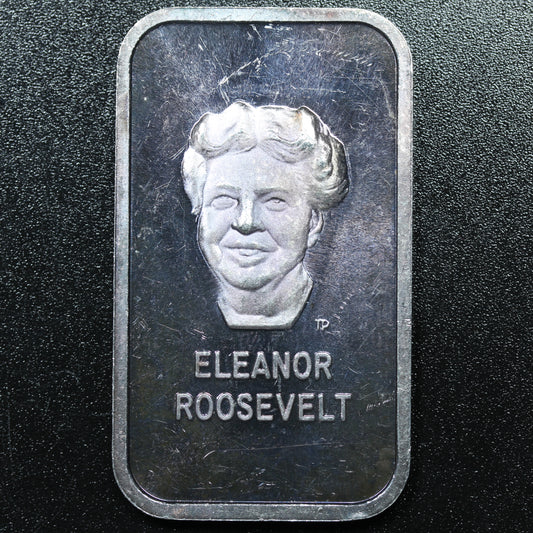 1 oz .999 Fine Silver Art Bar - 1973 American Silver Editions - Eleanor Roosevelt (#4)
