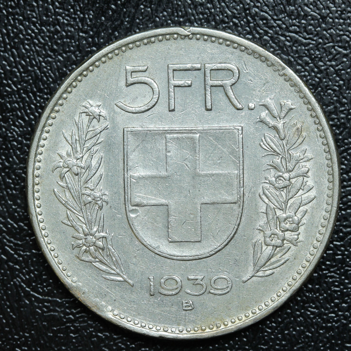 1939 B Switzerland 5 FRANC Silver KM#40