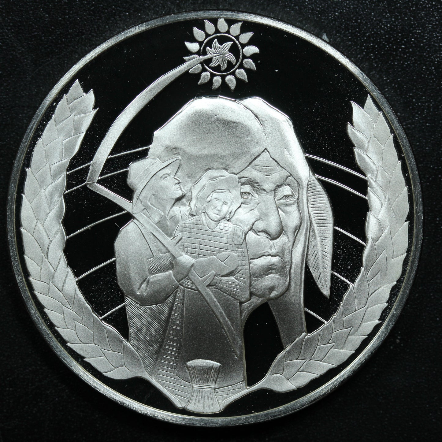 Franklin Mint 50 State Bicentennial Medal - NORTH DAKOTA Sterling Silver Proof w/ Capsule