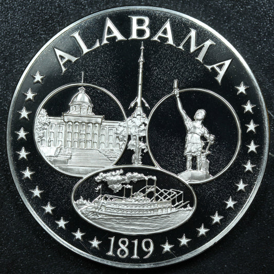 Franklin Mint 50 State Bicentennial Medal - ALABAMA Sterling Silver Proof w/ Capsule