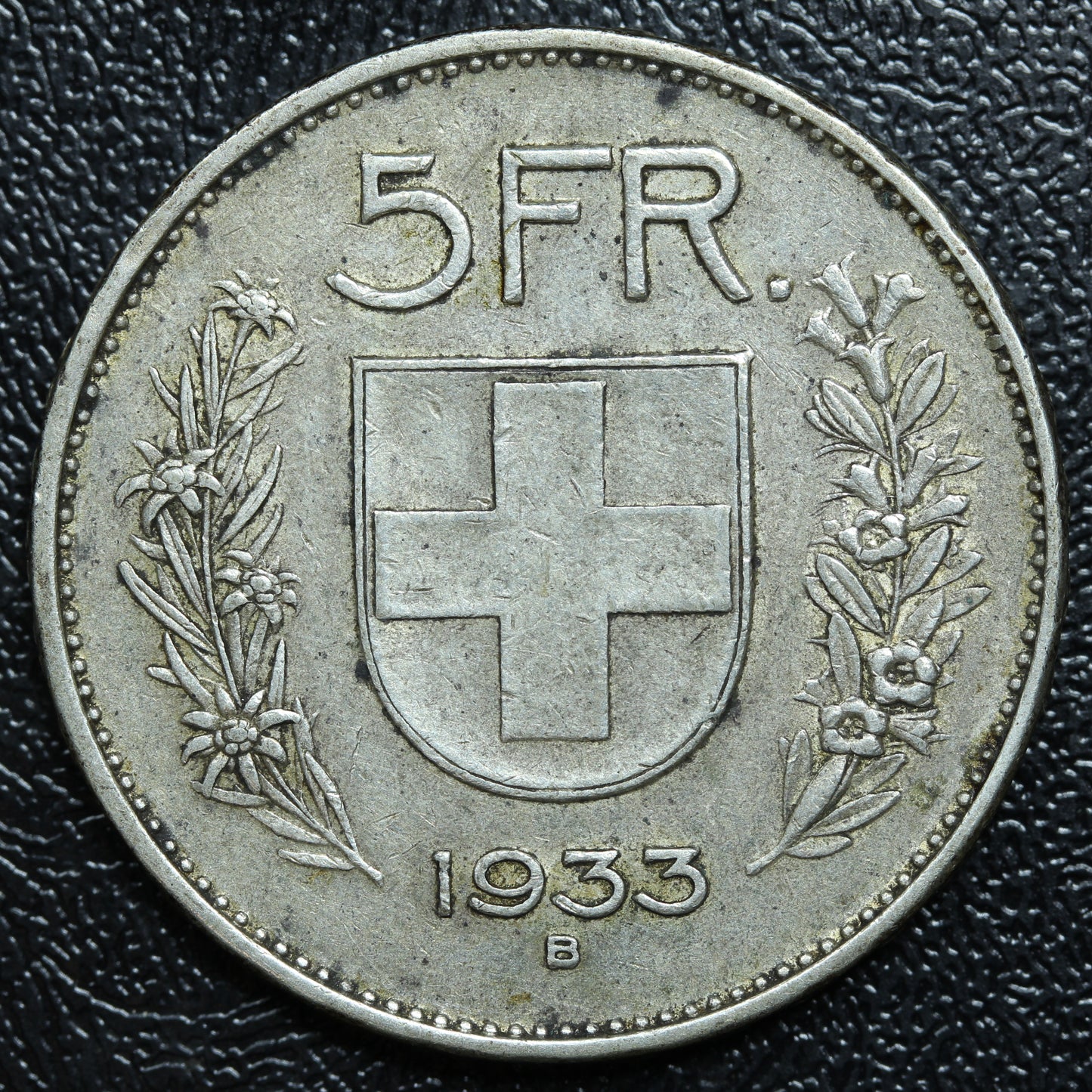 1933 B Switzerland 5 FRANC Silver KM#40