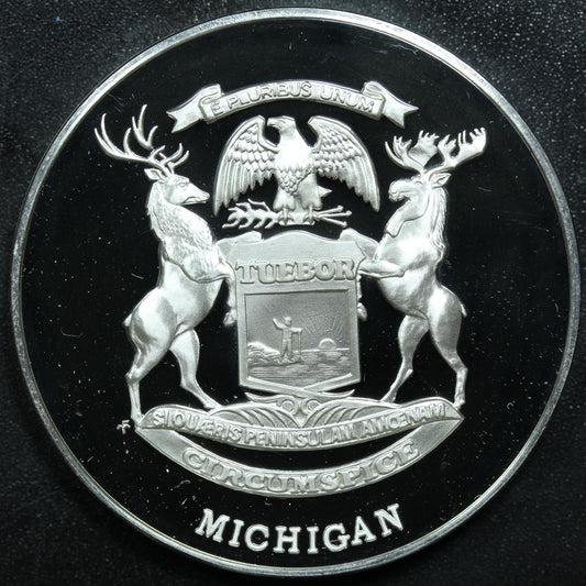 Franklin Mint 50 State Bicentennial Medal - MICHIGAN Sterling Silver Proof w/ Capsule