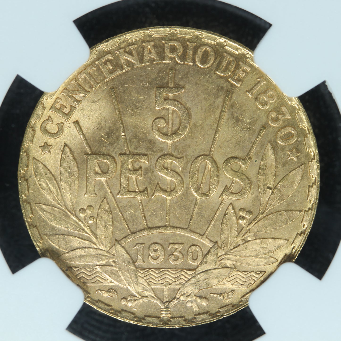 1930 Uruguay 5 Peso Gold Coin - NGC MS 63 (#2)