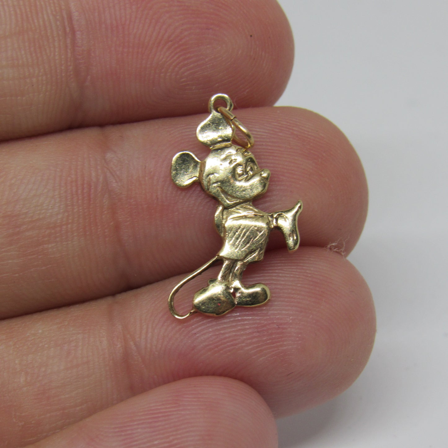 14k Yellow Gold Vintage Mickey Mouse Charm Pendant - 3/4 in