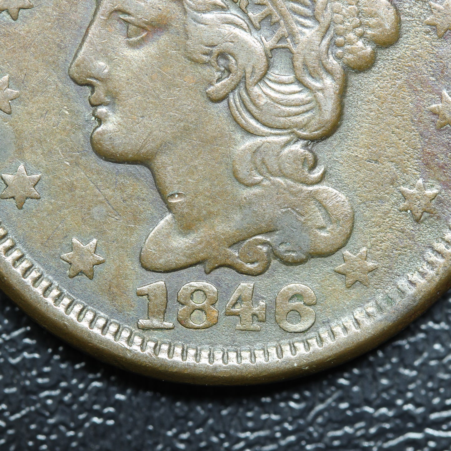 1846 Braided Hair Large Cent 1C Penny Small Date