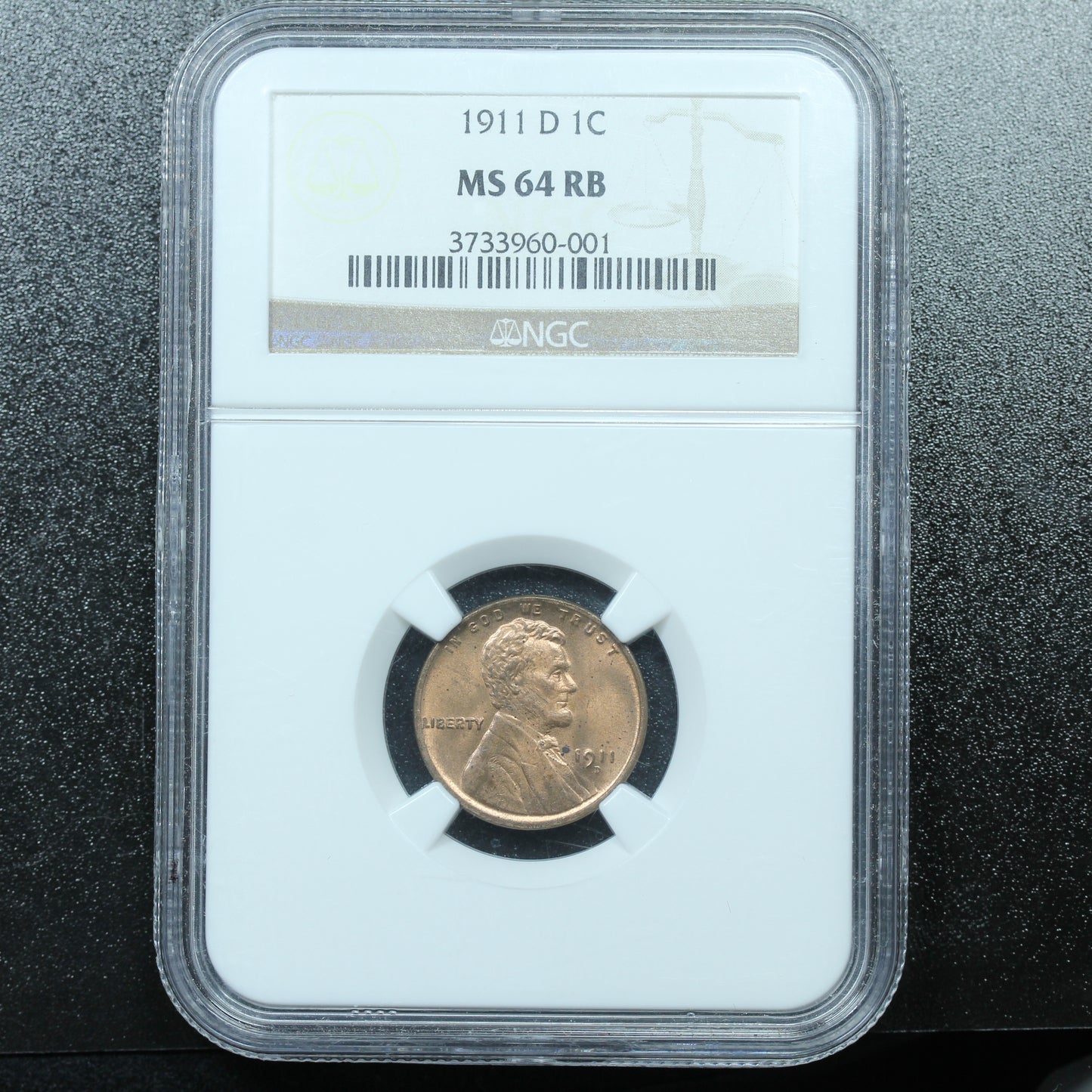 1911 D (Denver) 1C Lincoln Cent Wheat Penny - NGC MS 64 RB