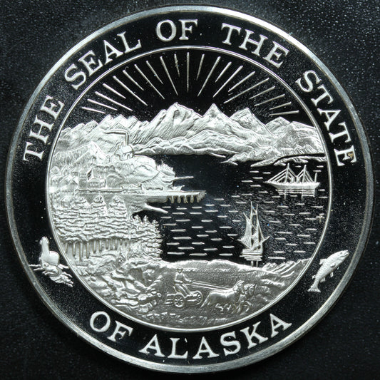 Franklin Mint 50 State Bicentennial Medal - ALASKA Sterling Silver Proof w/ Capsule
