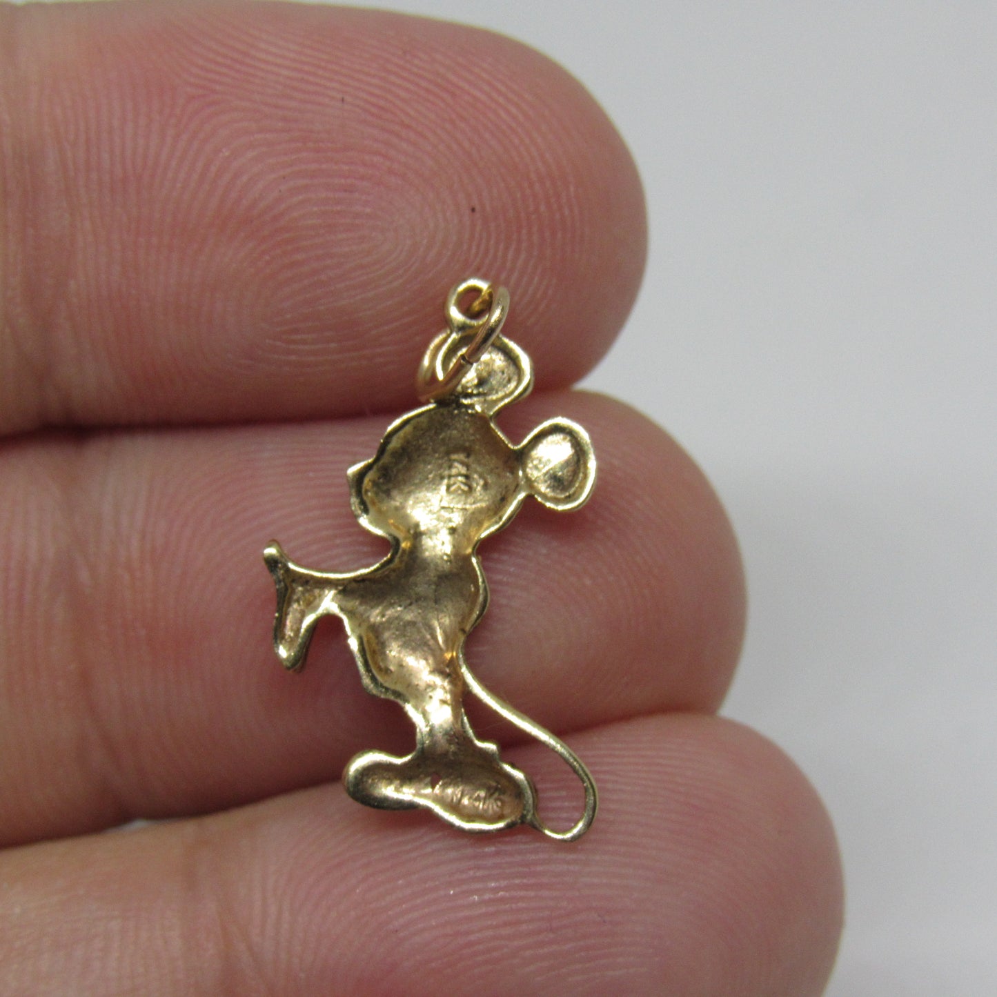 14k Yellow Gold Vintage Mickey Mouse Charm Pendant - 3/4 in