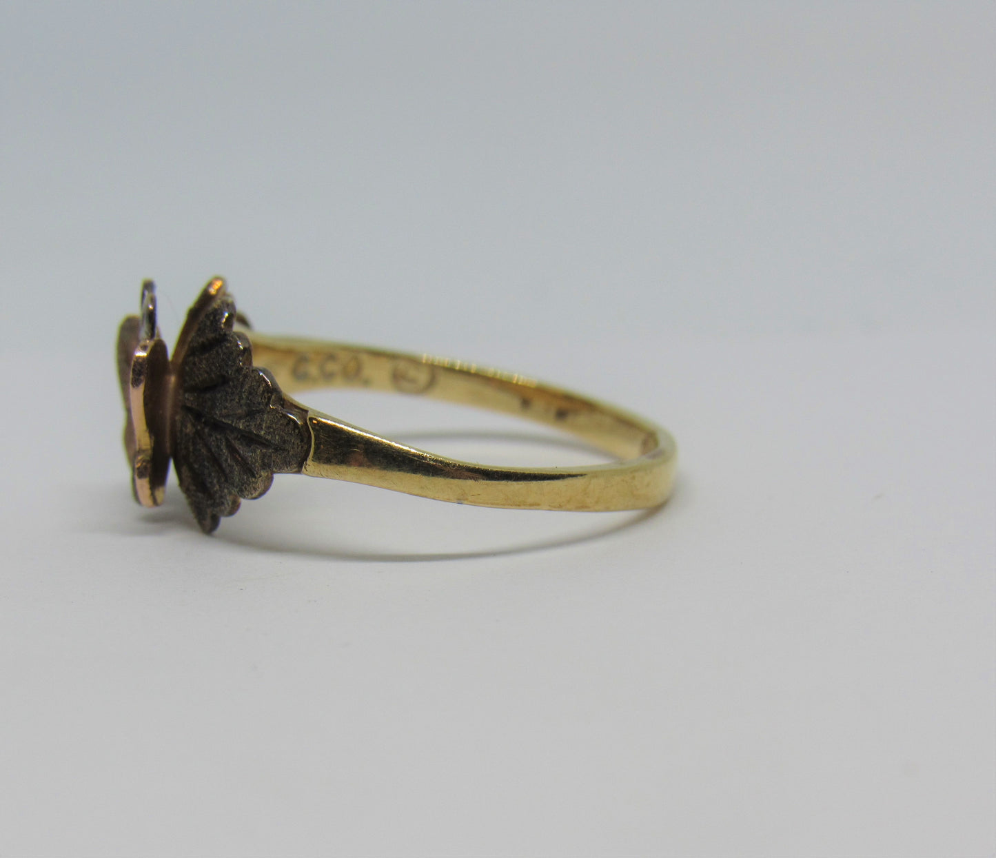 10k Tri Color Black Hills Gold Coleman Co CCO Butterfly Ring - Sz 4.5