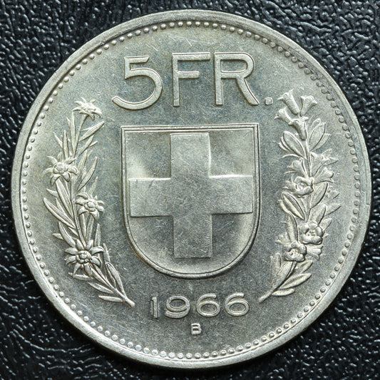 1966 B Switzerland 5 FRANC Silver KM#40