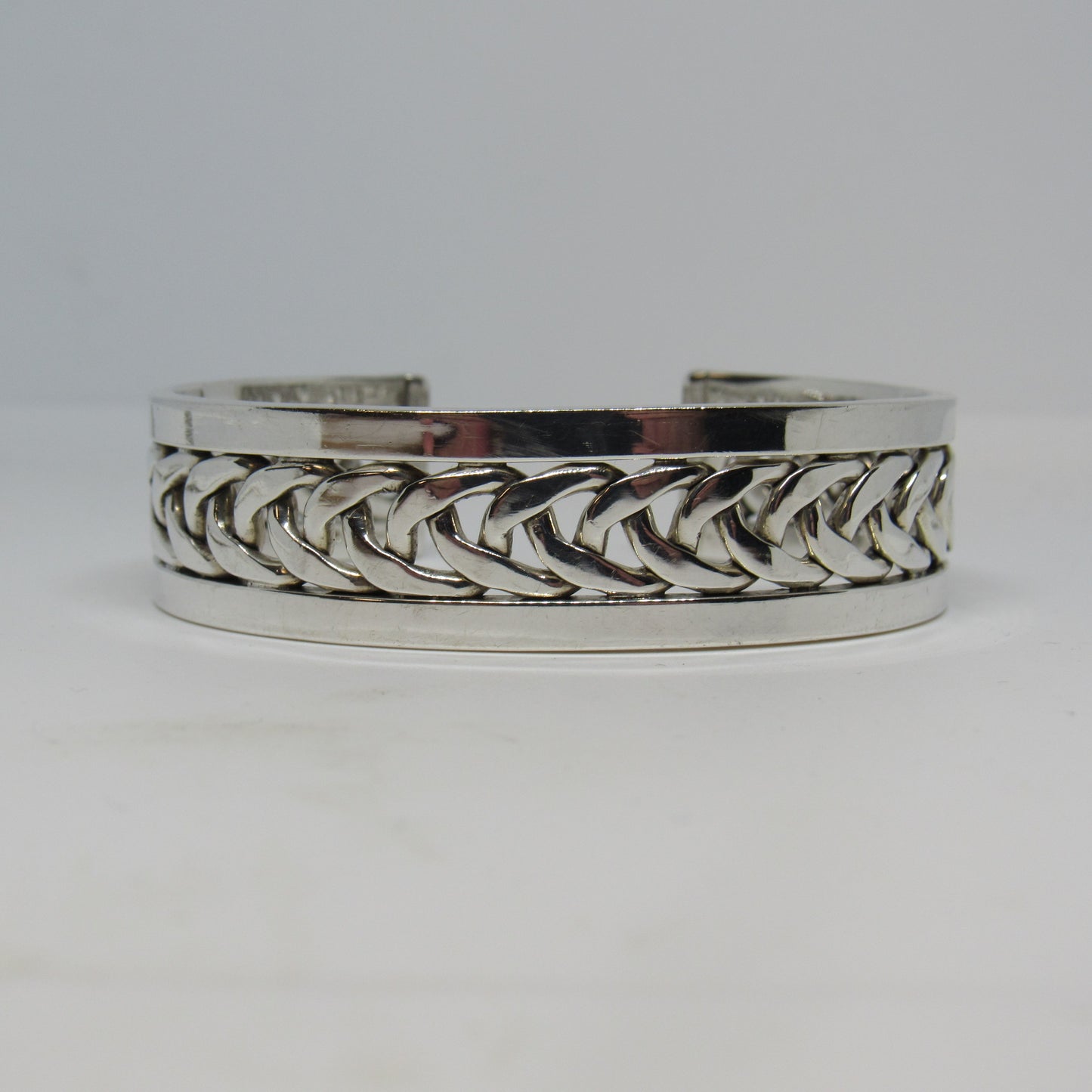 Sterling Silver 925 Woven Bordered Cuff Bracelet by Ulana O Kukui ~6.5 inch