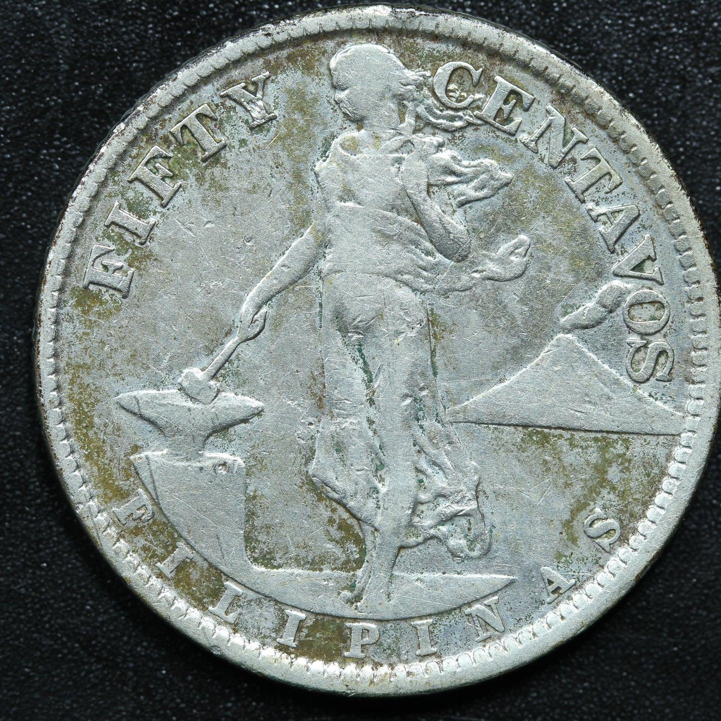 1921 50 Centavos Philippines Silver Coin -KM# 171