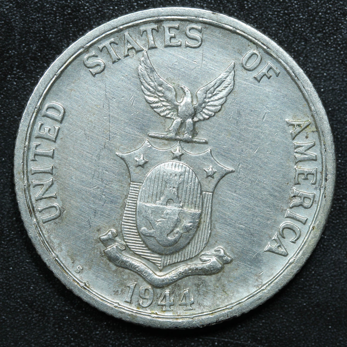 1944 S 50 Centavos Philippines Silver Coin -KM# 183