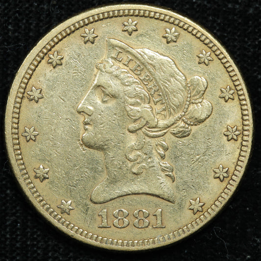 1881 (Philadelphia) $10 Liberty Head US Gold Eagle Coin (#2)