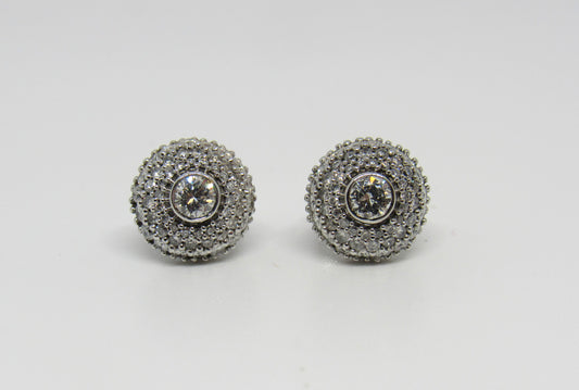 Sonia Bitton Galerie de Bijoux® 14K White Gold 1.35ctw Diamond Double Halo Stud Earrings
