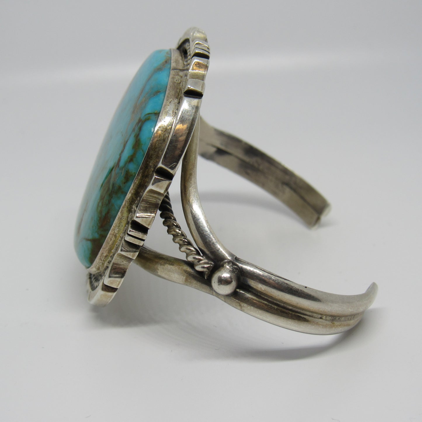 Vintage Sterling Navajo Eddie Secatero Large Turquoise Cuff Bracelet - ~6.5 inch