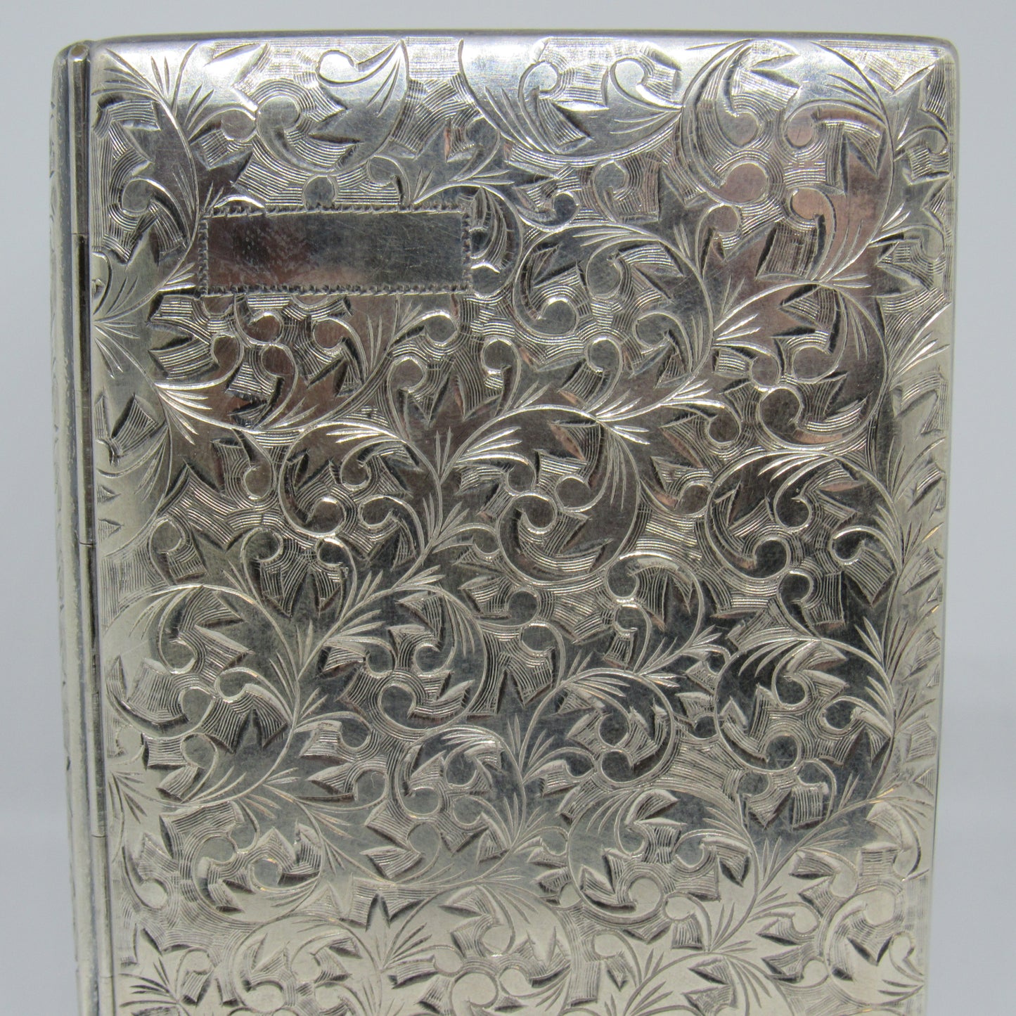 Vintage Sterling Silver 950 Engraved Cigarette Case No Mono - 5 in x 3.25 in