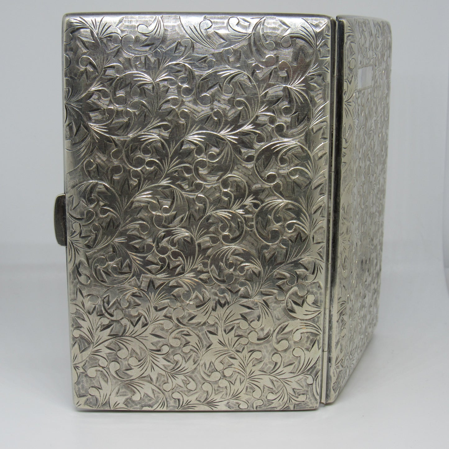 Vintage Sterling Silver 950 Engraved Cigarette Case No Mono - 5 in x 3.25 in