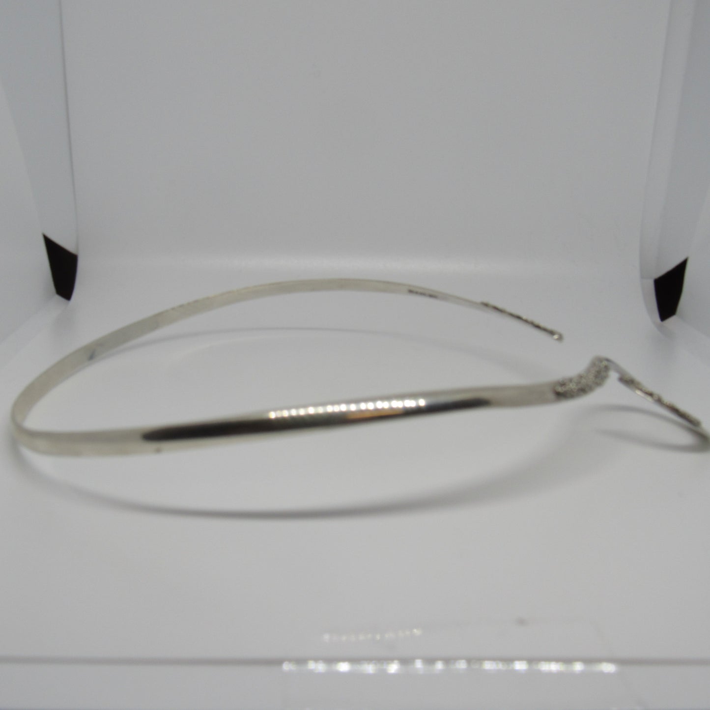 Sarda Sterling Silver Bali Pebbled Swirl Collar Choker S Hook Necklace - 17 inch