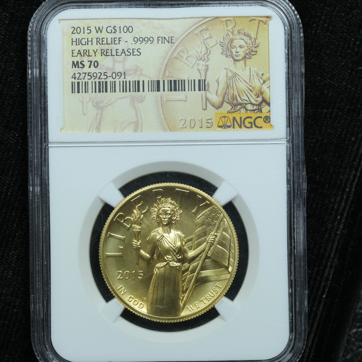 2015 W G$100 American Liberty High Relief NGC MS 70 ER Gold 1 oz