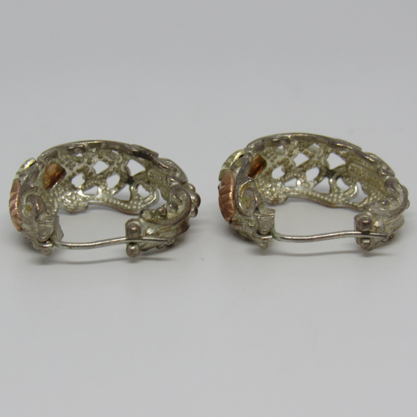 12k & Sterling Silver Black Hills Gold Filigree Hoop Earrings - Coleman Co