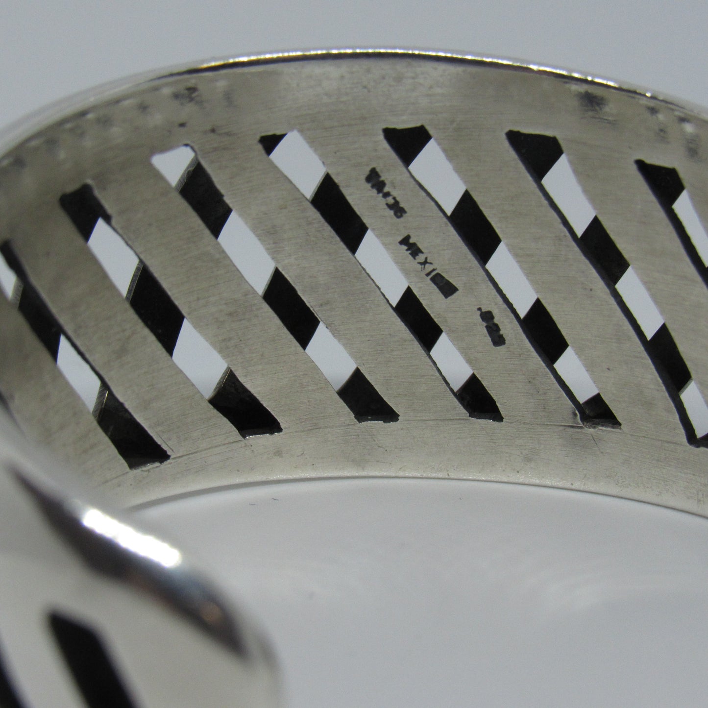 Sterling Silver 925 Mexico TA-36? Open Shadowbox Style Cuff Bracelet - 6 inch