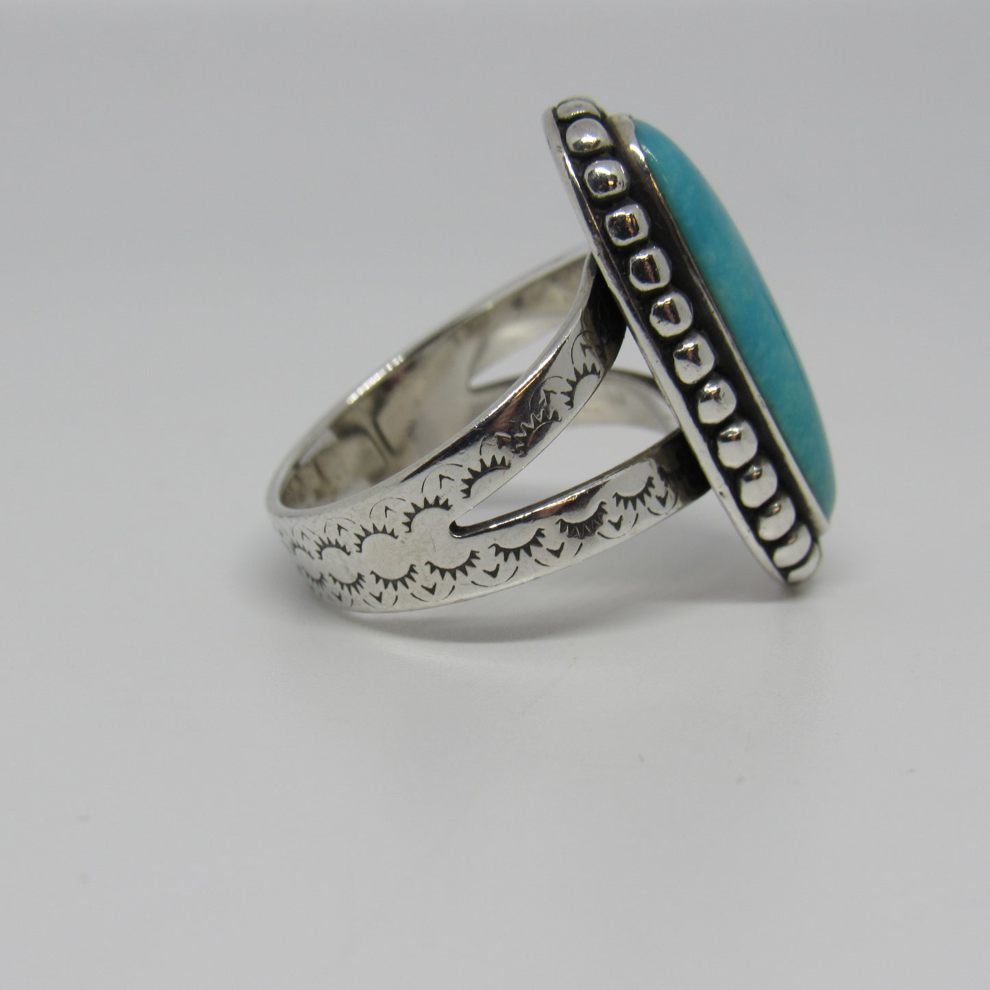 Sterling Silver Relios Carolyn Pollack Oval Turquoise Ring - Sz 7.5