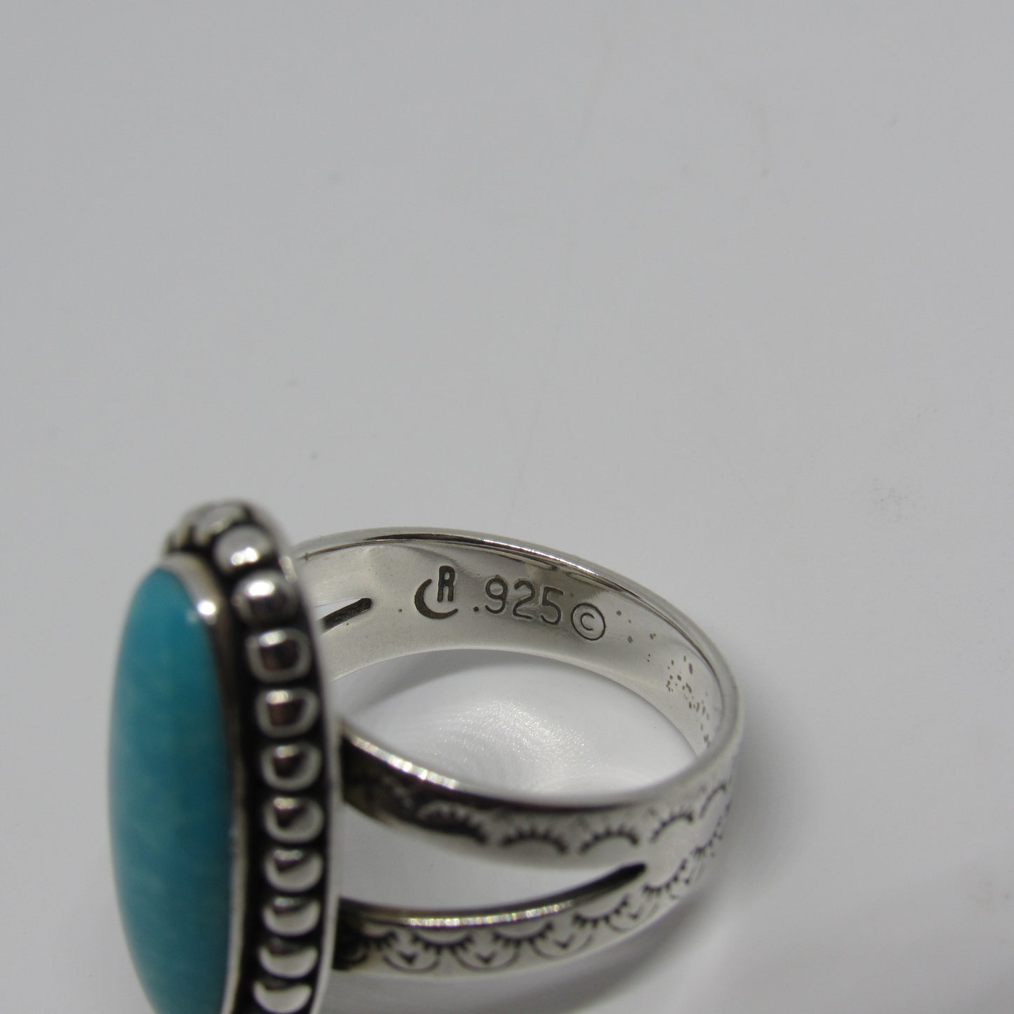 Sterling Silver Relios Carolyn Pollack Oval Turquoise Ring - Sz 7.5