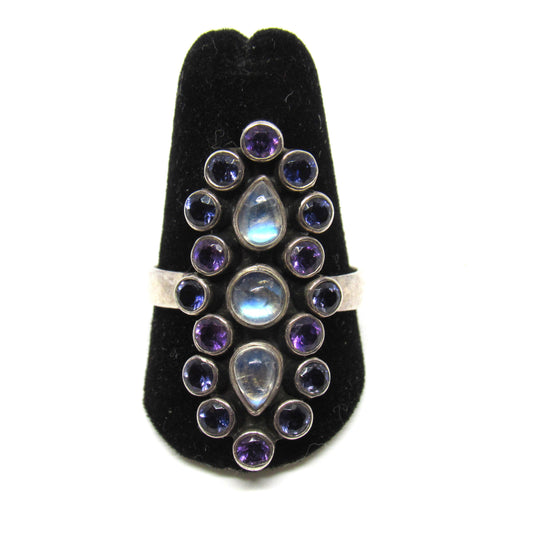 Nicky Butler Sterling Silver 925 Moonstone Amethyst Ring - Sz 9.75