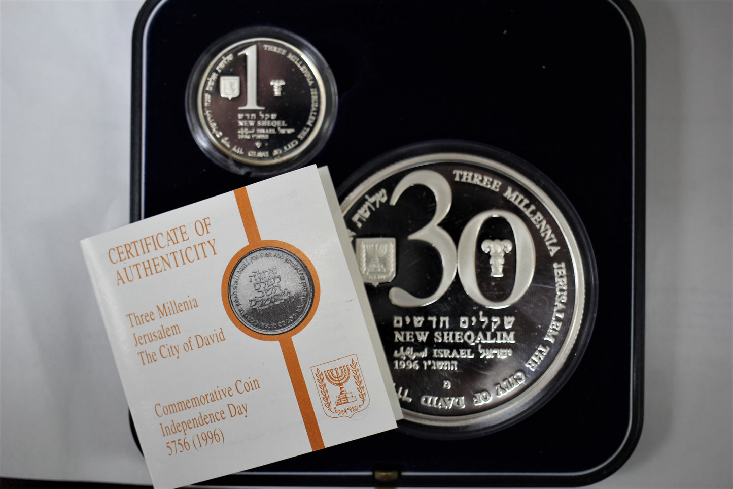 1996 Jerusalem 3000 Three Millenia City of David PR+BU Silver Coins w/ Box & COA