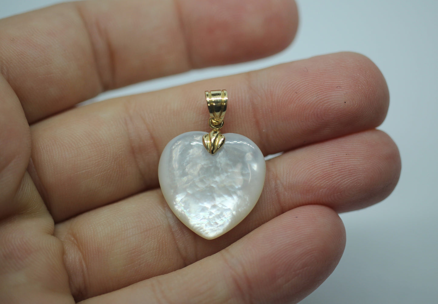 14k Yellow Gold Mother of Pearl Heart Shaped Pendant