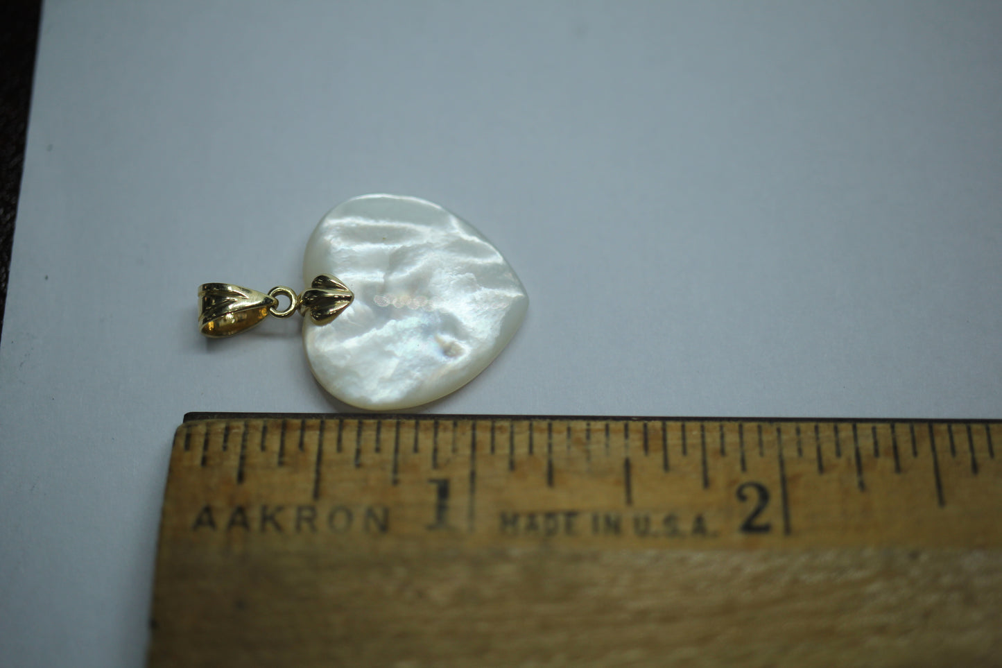 14k Yellow Gold Mother of Pearl Heart Shaped Pendant