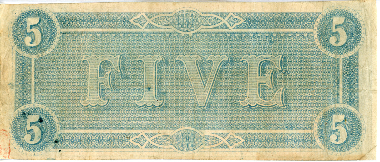 1864 Confederate 10$ Note Bill T-69 Low Serial 258