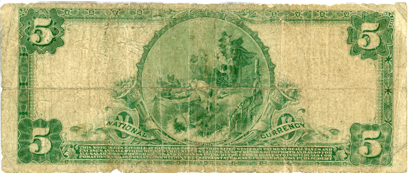 1902 $5 National Bank Note Napier McChung Augusta Georgia F-602 v188877B
